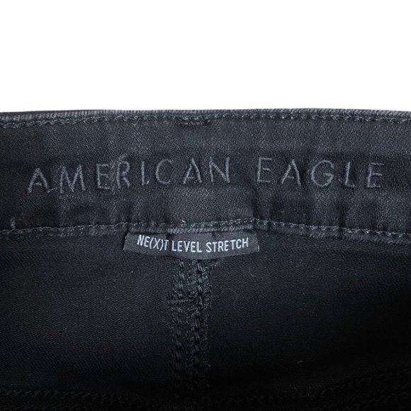 American Eagle Black Next Level Stretch Distressed Skinny Jeans - Picture 8 of 10